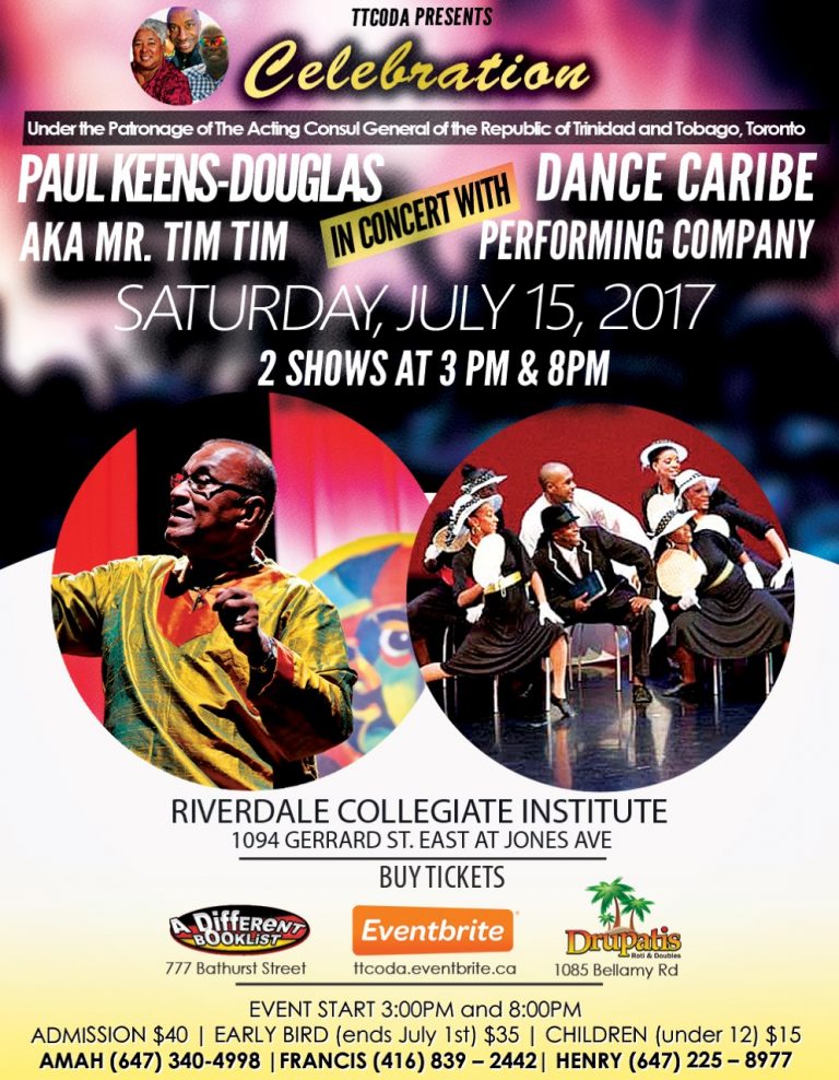 Paul Keens-Douglas Brings Mr. Tim Tim and Characters to Toronto for a One Day Concert with Dance Caribe Performing Company!