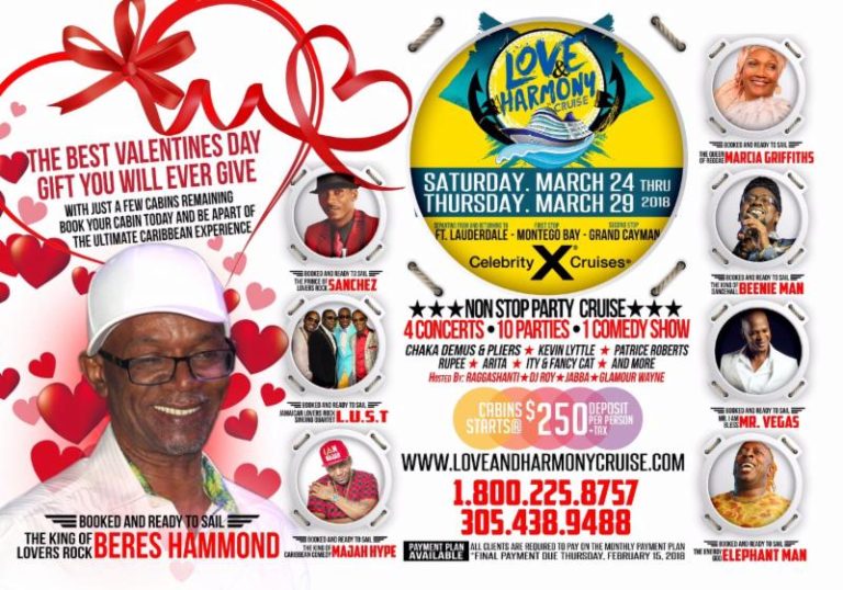 Beres Hammond To Host His First Domino Tournament At Sea – Aboard Love and Harmony Cruise